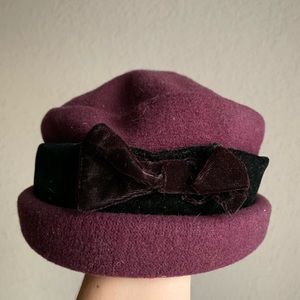 Vintage purple wool and velvet hat